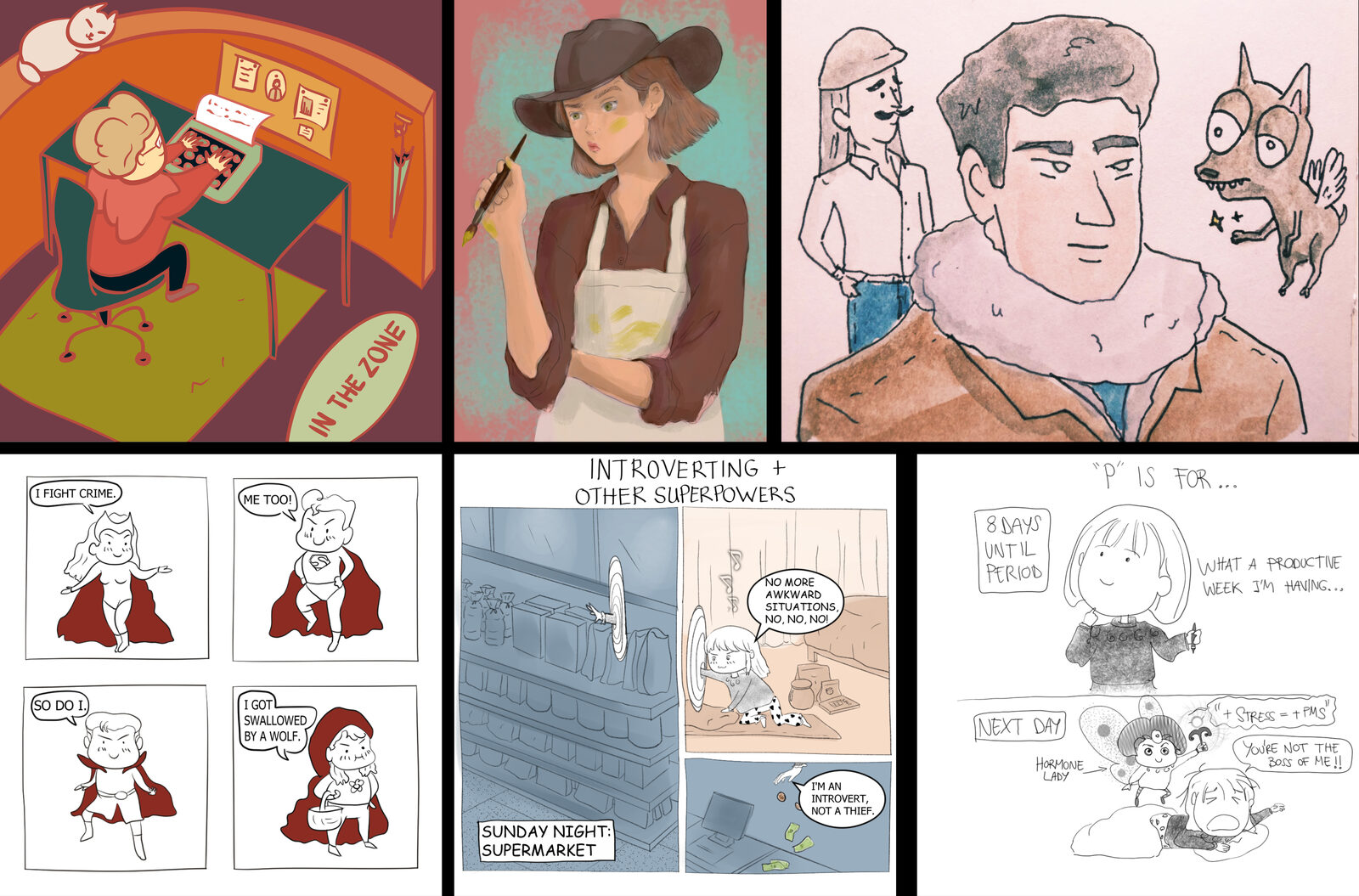 Illustrations + comic strips